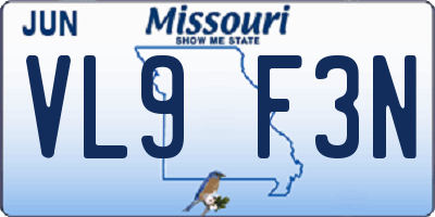 MO license plate VL9F3N