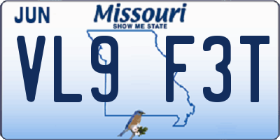MO license plate VL9F3T