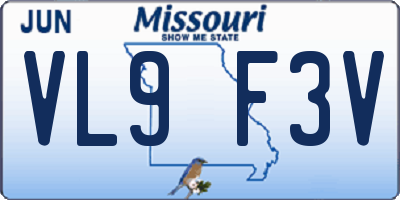 MO license plate VL9F3V