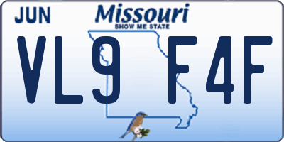 MO license plate VL9F4F