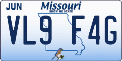 MO license plate VL9F4G