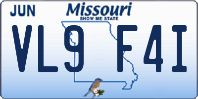MO license plate VL9F4I