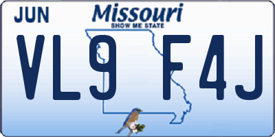 MO license plate VL9F4J