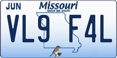 MO license plate VL9F4L