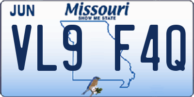 MO license plate VL9F4Q
