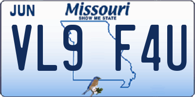 MO license plate VL9F4U
