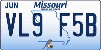 MO license plate VL9F5B