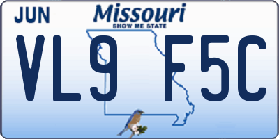 MO license plate VL9F5C