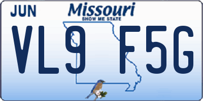 MO license plate VL9F5G