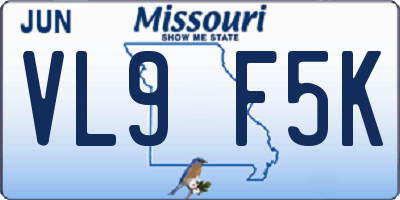 MO license plate VL9F5K