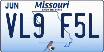 MO license plate VL9F5L