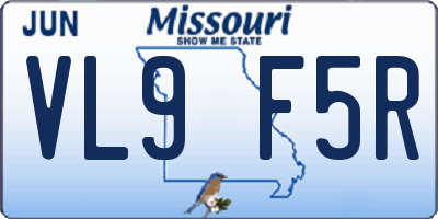 MO license plate VL9F5R