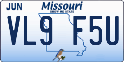 MO license plate VL9F5U