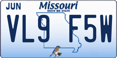 MO license plate VL9F5W