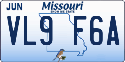 MO license plate VL9F6A