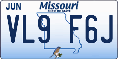 MO license plate VL9F6J