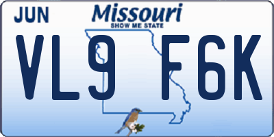 MO license plate VL9F6K