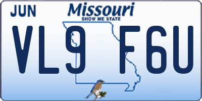 MO license plate VL9F6U