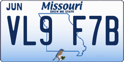MO license plate VL9F7B