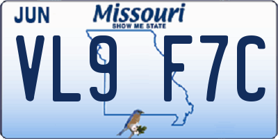 MO license plate VL9F7C