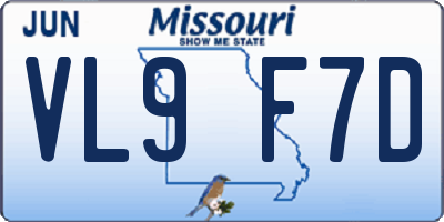 MO license plate VL9F7D