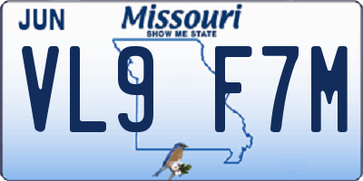 MO license plate VL9F7M