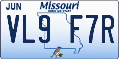 MO license plate VL9F7R
