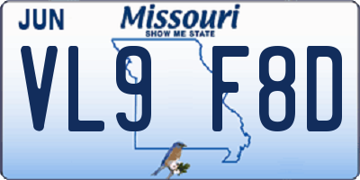 MO license plate VL9F8D
