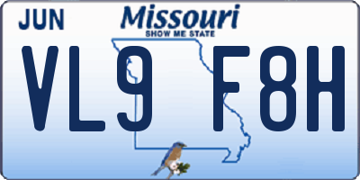 MO license plate VL9F8H