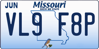 MO license plate VL9F8P