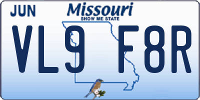 MO license plate VL9F8R