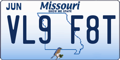 MO license plate VL9F8T