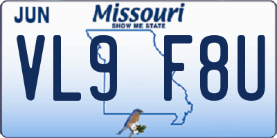 MO license plate VL9F8U