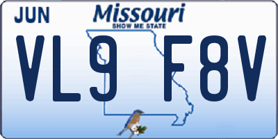 MO license plate VL9F8V