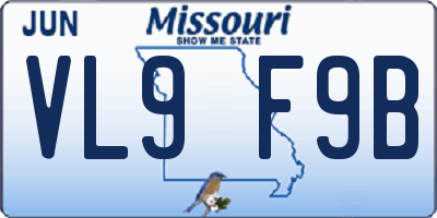 MO license plate VL9F9B