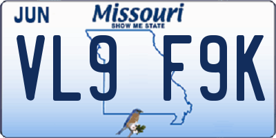 MO license plate VL9F9K