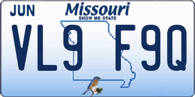 MO license plate VL9F9Q