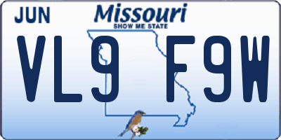 MO license plate VL9F9W