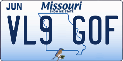 MO license plate VL9G0F