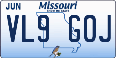 MO license plate VL9G0J