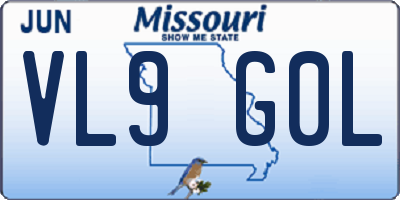 MO license plate VL9G0L