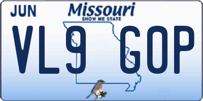 MO license plate VL9G0P