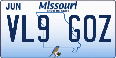 MO license plate VL9G0Z