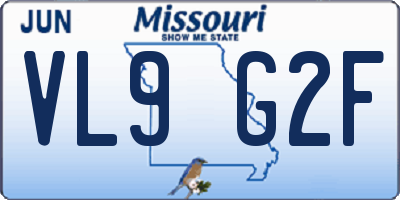 MO license plate VL9G2F