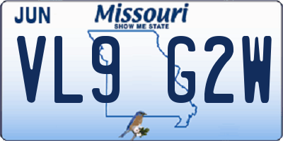MO license plate VL9G2W