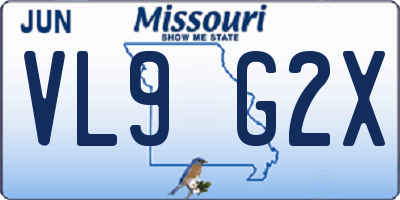 MO license plate VL9G2X
