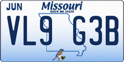 MO license plate VL9G3B