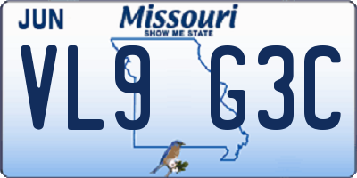 MO license plate VL9G3C