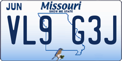 MO license plate VL9G3J