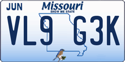 MO license plate VL9G3K